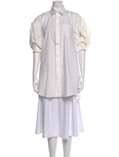Pre-owned Sacai Short Sleeve Button-up Top In White
