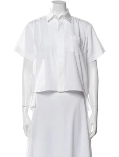 Pre-owned Sacai Short Sleeve Button-up Top In White