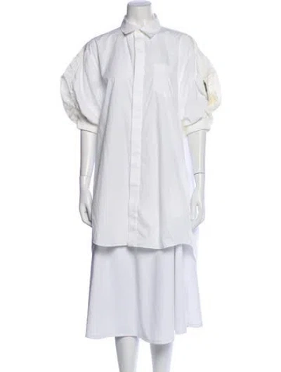 Pre-owned Sacai Short Sleeve Button-up Top In White