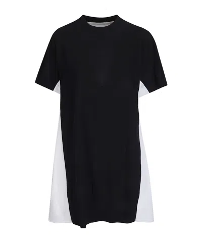 Sacai Short Sleeve Crewneck Dress In Black