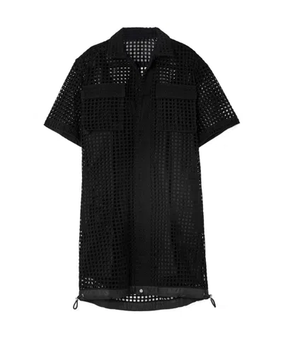 Sacai Short Sleeve Dress In Black