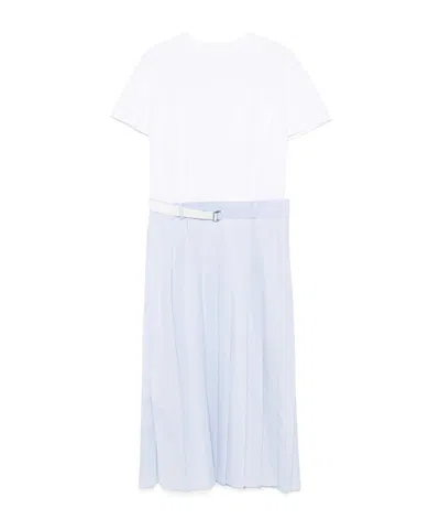 Sacai Short Sleeve Dress In White