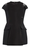 Sacai Short Sleeve Mixed Media Blazer Dress In Black