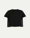 Sacai Short-sleeve Nylon Cotton T-shirt In Black