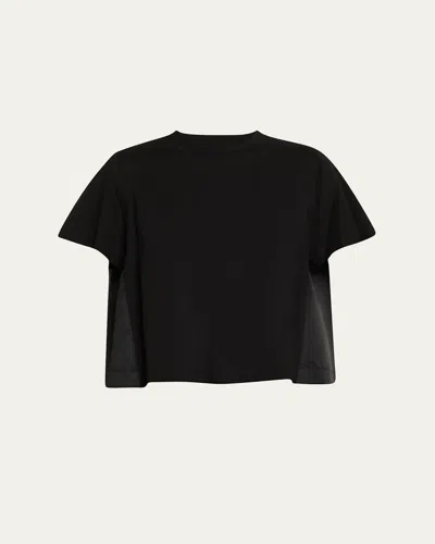 SACAI SHORT-SLEEVE NYLON COTTON T-SHIRT