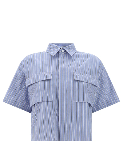 Sacai Short Sleeve Shirt In Blue