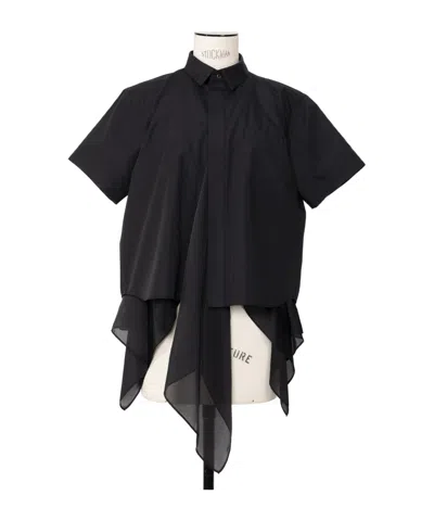 Sacai Short Sleeve Shirt In Black