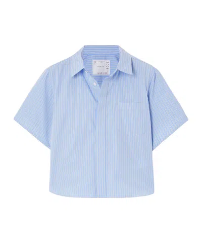 Sacai Short Sleeve Shirt In Blue