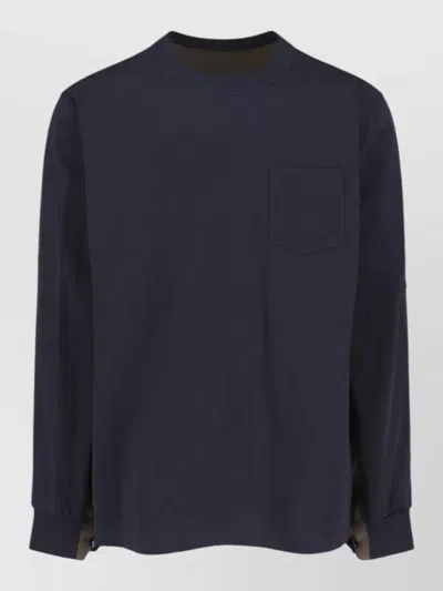 Sacai Short Sleeve Shirt Chest Pocket Design In Blue