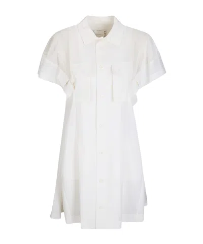 Sacai Short Sleeve Dress In White