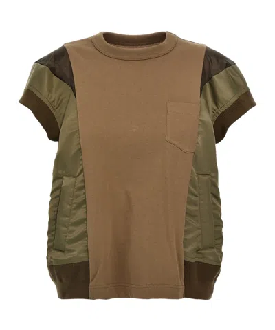 Sacai Short Sleeve T-shirt In Brown