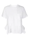 Sacai Poplin X Cotton Jersey T-shirt In White