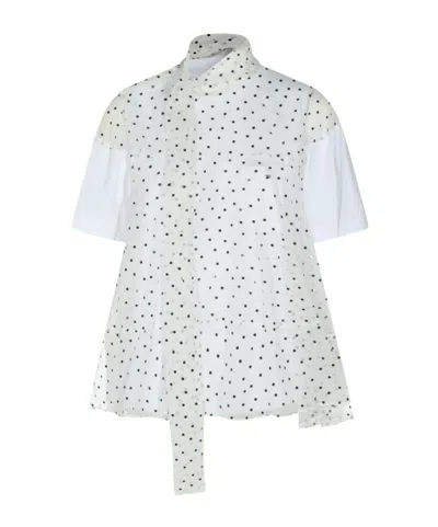 Sacai Short Sleeve Tie T-shirt In White