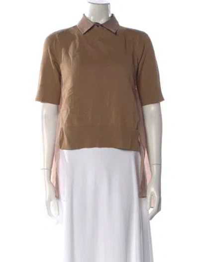 Pre-owned Sacai Short Sleeve Top In Brown
