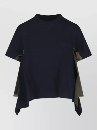 Sacai Short Sleeve Top Contrast Panels Pocket In Blue