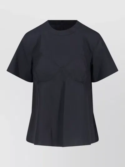 Sacai Short Sleeve Top Peplum Hem Bust Detail In Blue