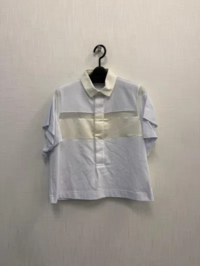 Sacai Short-sleeved Polo Shirt In White