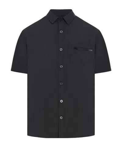 Sacai Short-sleeve Button-up Shirt In Black