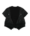 Sacai Black Nylon And Cotton Twill T-shirt In Black