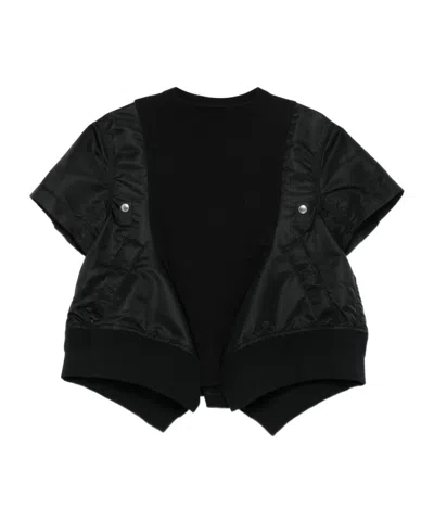SACAI BOMBER-DETAIL COTTON T-SHIRT