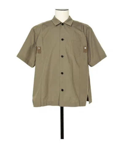 Sacai Short-sleeved Shirt In Brown
