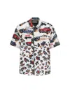 Sacai Short-sleeved Shirt With Classic Collar And Tropical Motif In Multi