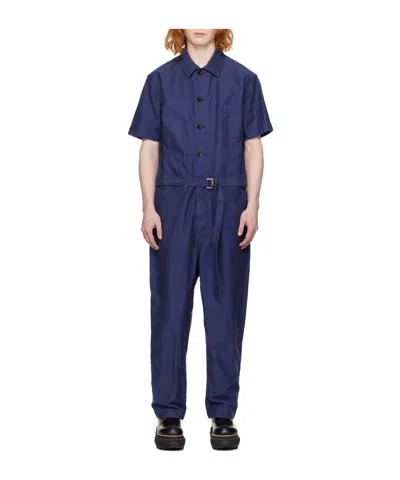 Sacai Blue Belted Jumpsuit In 401 Blue
