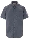 Sacai Short-sleeved Twill Shirt In Grey