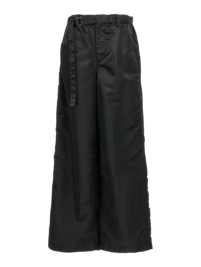 Sacai Nylon Twill Pants In Black