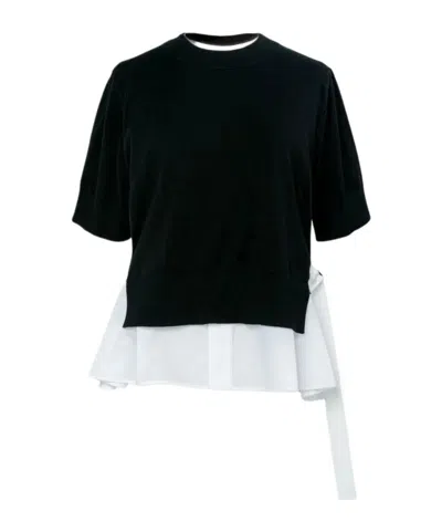 Sacai Short-sleeved Patchwork Knitwear In Multi