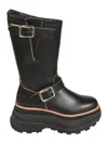 Sacai Leather Platform Boots With Vibram Sole In Black