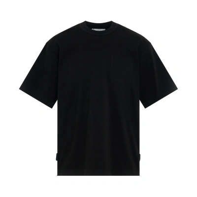 Sacai Side Zip Cotton Jersey T-shirt In Black