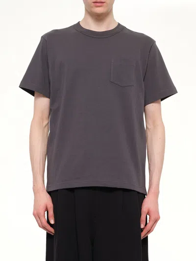 Sacai Side-zip Cotton T-shirt In Purple