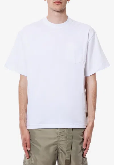Sacai Side-zip Crewneck T-shirt In White