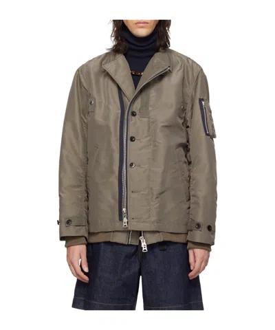 Sacai Taupe Padded Bomber Jacket In 550 Taupe