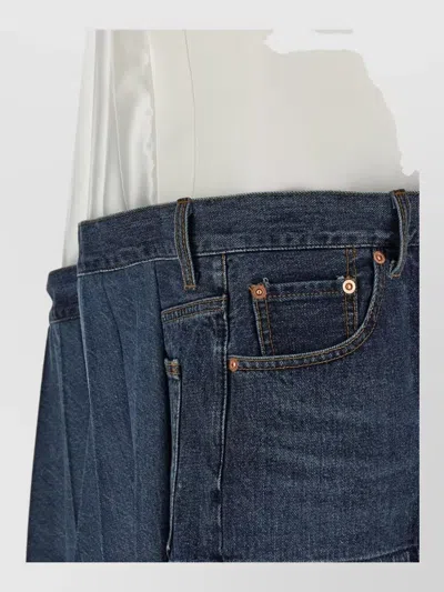 Sacai Silk Denim Asymmetric Mini Dress In Blue