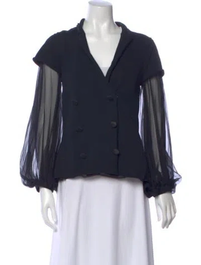 Pre-owned Sacai Silk Long Sleeve Blouse In Blue