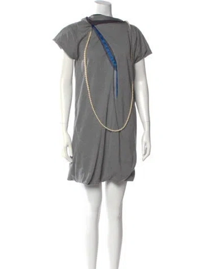 Pre-owned Sacai Silk Mini Dress In Gray