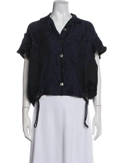 Pre-owned Sacai Silk Patterned Jacket In Blue