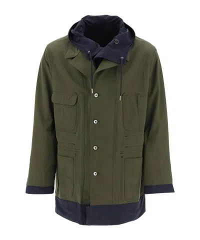 SACAI SACAI SINGLE-BREASTED LAYERED COAT