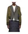 Sacai Single-breasted Panelled Bomber Jacket In Black