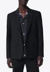 Sacai Black Single-breasted Jacket With Denim Insert In Black