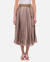 Sacai Pleated Midi Skirt In Beige