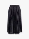 Sacai Pleated Grey Skirt With Denim And Soft Fabric Construction In Black