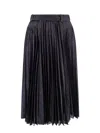 Sacai Pleated Grey Skirt With Denim And Soft Fabric Construction In Black