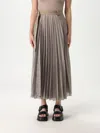 Sacai Pleated Midi Skirt In Beige