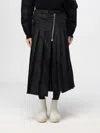 Sacai Pleated Midi Twill Skirt In Schwarz