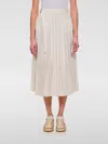 Sacai Belted Denim-trimmed Pleated Satin Midi Wrap Skirt In Weiss
