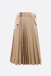 Sacai Beige Cotton Gabardine Midi Skirt