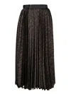 Sacai Pleated Leopard Print Satin Midi Skirt